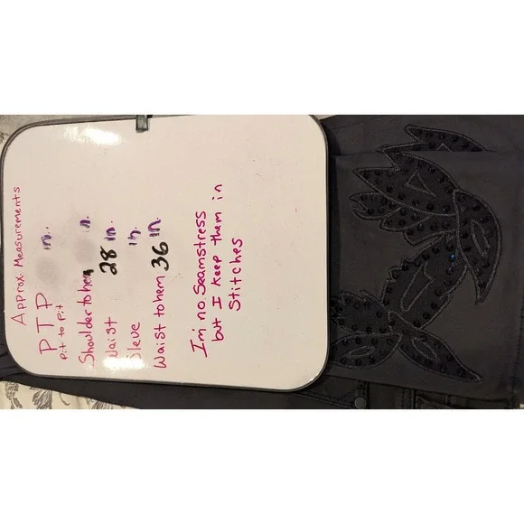 Chico's Black Embellished‎ Straight Leg Ankle Pants Size S whimsigoth rock - Picture 4 of 7